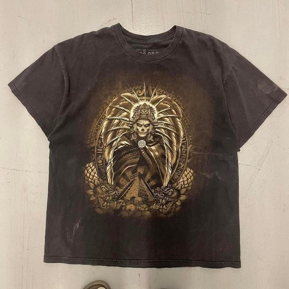 The Unbranded Brand Other - Y2K Aztec skull‎ affliction type tee